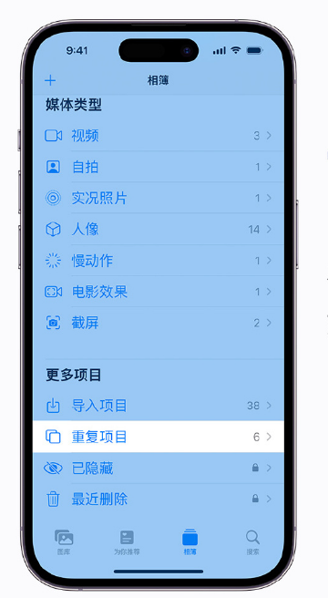 衡阳苹果手机维修分享升级 iOS 16 后无法查看到“重复项目”相簿怎么办 