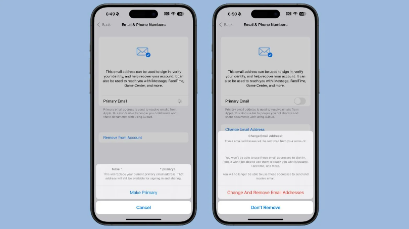 衡阳苹果手机维修分享苹果 iOS 18.1 支持设置“主要”邮箱地址并更改 iCloud 邮箱 